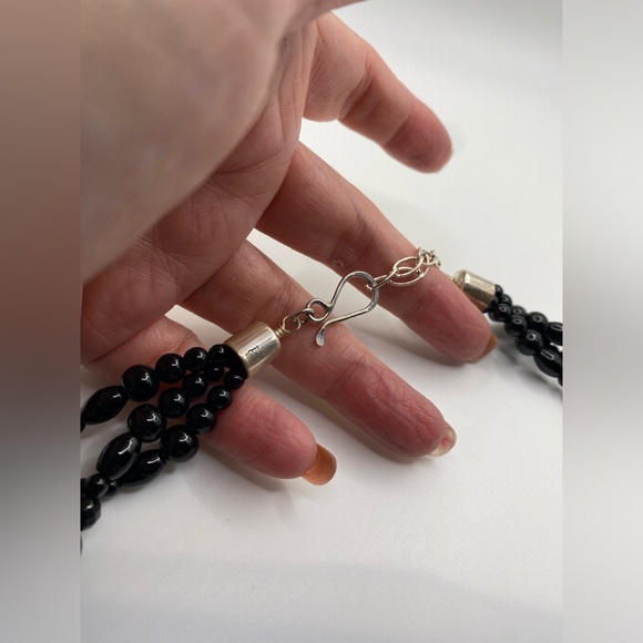 Jay King 925 Triple Strand Onyx and Sterling Silver Statement Necklace - Picture 10 of 15